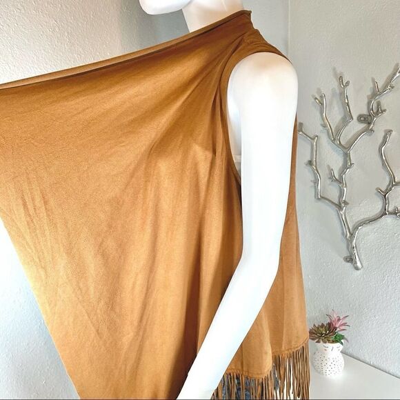 Absolutely Famous Faux Suede Fringe Cardigan - Picture 3 of 11